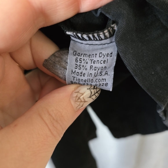 Tianello Black Tencel Turtleneck Asymmetrical Top Size S Oversized Lagenlook - Picture 5 of 5